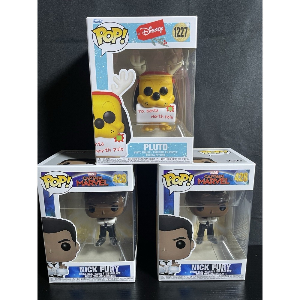 Funko Pop Disney Pluto 1227 + Marvel Nick Fury 428 Lot of 3 NIB